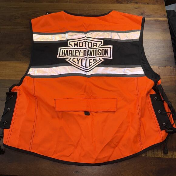 Harley Davidson Motorcycles Hi-Vis Orange Riding Vest 98172-08VM Men’s Size 3XL - Picture 5 of 6